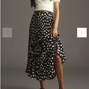Anthropologie Maeve Pleated Polka Dot Skirt